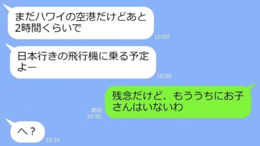 【LINE】TDL旅行の当日、わざと娘を押し付けハワイへ浮気旅行に出発するママ友→キッパリ断ってるのに子供を無理やり預け海外で浮かれるアフォ女が帰国時ｗ【LINEサロン】