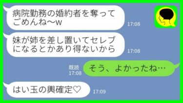 【LINE】病院勤務の私の婚約者を結婚式直前に奪った姉「将来は院長夫人にしてやるって♡はい玉の輿確定♡」→略奪の結果が…【ミドリのネタ帳】