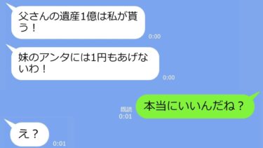 【LINE】父が余命半年と知り豪遊する姉「遺産は全部私のもの！」→私「了解！全部あげるね♪」「え？」→末路ｗ【修羅場】【LINEサロン】