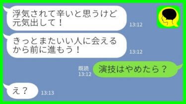 【LINE】夫が浮気して離婚することになった私に幼馴染から励ましの連絡「きっとまたいい人に出会えるよ！」私「演技は辞めたら？」→実は…【ミドリのネタ帳】