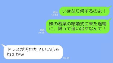 【LINE】高卒で水商売になって育てた妹の結婚式で私を蹴って追い出した高学歴の義弟「不潔な女は消えろw」→お望み通りに帰った結果www【LINEサロン】