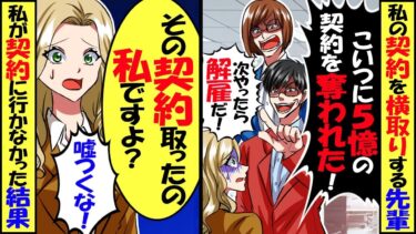 私の契約を横取りする先輩「5億の契約を横取りされた」部長「次やったら解雇だ！」→信じてもらえないので契約を取らなかった結果…【スカッと】【アニメ】【漫画】【2ch】【今日のLINE】