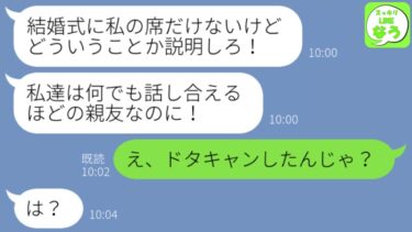 【LINE】結婚式の途中で親友からブチギレ連絡「私の席がないよ！」私「え、ドタキャンしたんじゃ…」親友「は？」→その後、なんと自業自得の勘違いが判明しｗ【スッキリLINEなう】