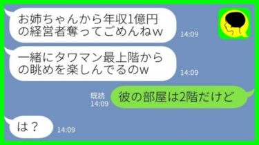 【LINE】タワマン住みの経営者の彼氏を私から奪った妹「最上階からの眺めは最高♡」私「え？彼の部屋は2階だけど」→勝ち誇る勘違い妹に彼の本当の仕事を教えてあげた時の反応がwww【ミドリのネタ帳】