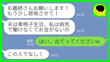 【LINE】夫の海外赴任で1年間留守にしていた我が家をお情けで貸していたらそのまま乗っ取った義妹夫婦「私は病気なのよ！なのに追い出すつもり？！」→無視して追い出した結果www【ミドリのネタ帳】