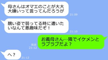 【LINE】帰省中の夫｢母さんが頭を殴られて意識不明。看病のため帰れない｣→私「お義母さん隣でイケメンとラブラブしてるよｗ」【スカッと】【修羅場】【LINEサロン】