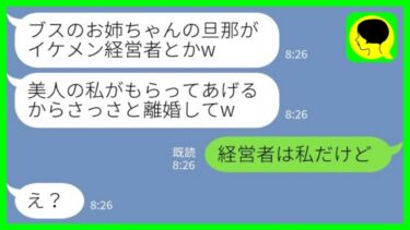 【LINE】ブスの私を見下して夫を奪った美人の妹「お姉ちゃんにイケメン経営者なんてもったいないw」私「経営者は私だけど」→勝ち誇る妹が自分の勘違いに気づいた時の反応が笑える【ミドリのネタ帳】