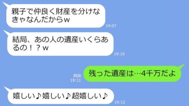 【LINE】余命宣告を受けた父を見捨てた毒母から突然の連絡「あいつの遺産いくら？w」→葬式後に金をたかるアフォにある事実を告げた時の反応が…ｗ【総集編】【LINEサロン】