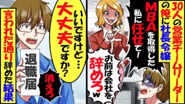 2代目社長に就任した社長令嬢が30人の営業チームリーダーの俺に「MBAを取得した私に任せろ」→部下を任せて退職した結果スカッと】【アニメ】【漫画】【2ch】【今日のLINE】