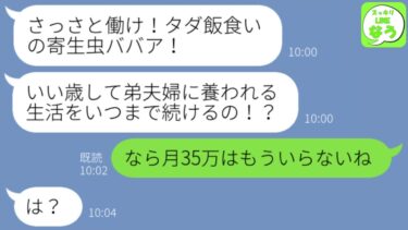 【LINE】私がお情けで弟夫婦を養っていると知らず金を要求してきた弟嫁「寄生虫が！さっさと働けよババアw」→夫の口座残高を知った弟嫁から絶望して連絡がwww【スッキリLINEなう】