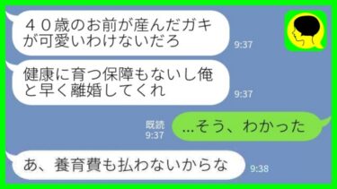 【LINE】40歳で出産した私に夫「やっぱりババァが産んだ子供は愛せない」私「そう、わかった」夫「養育費も払わないから」→お望み通り離婚した後、元夫からブチギレの連絡が…【ミドリのネタ帳】