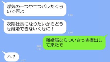 【LINE】気弱な旦那をなめて離婚届で脅し浮気旅行を楽しむ嫁→強気な浮気嫁に「もう離婚届出したから」と伝えたら嫁号泣ｗ【スカッと】【修羅場】【サレ夫】【LINEサロン】