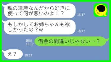 【LINE】両親の他界後に遺産を使いまくる妹「こんな大金を隠してたなんて許せないよね～w」私「借金の間違いじゃない…？」→浮かれきった妹に衝撃の事実を伝えた時の反応がwww【ミドリのネタ帳】