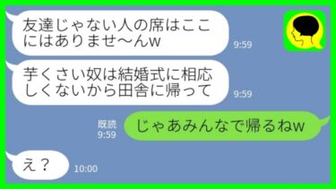 【LINE】幼馴染の結婚式に出席すると私の席だけなかった「友達じゃない人の席はありませ～んw」私「じゃあみんなで帰るねw」→その後、新婦から大慌ての連絡が来て…www【ミドリのネタ帳】