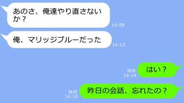 【LINE】社長令嬢の元カノを選んで私を捨てた彼氏「お前とは婚約破棄だｗ」→翌日、慌てて破棄をキャンセルしてきたアフォ男の末路ｗ【LINEサロン】