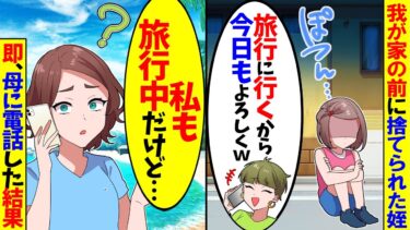 【スカッと】姪が我が家の玄関前に捨てられていた…慌てて義姉に電話すると「ハワイに行って来るからｗ」私「（私も1年間の旅行中だけど…）」→母に相談した結果ｗ【漫画】【アニメ】【スカッとする話】【2ch】【モニロボ】