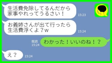 【LINE】「私がお情けで我が家に居候させている義妹「お義姉さんの生活費がムダだから出てってw」私「えっ、いいの？！」→同居に疲れ果てた嫁のその後…」【ミドリのネタ帳】