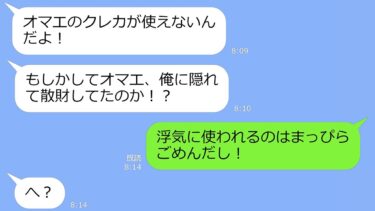 【LINE】出張で泊まったホテルで夫と浮気相手を発見。夫「クレカ支払いできないんだけど？」→私「止めたよｗ」…アフォ夫が全てを失うｗ【修羅場】【スカッと】【LINEサロン】