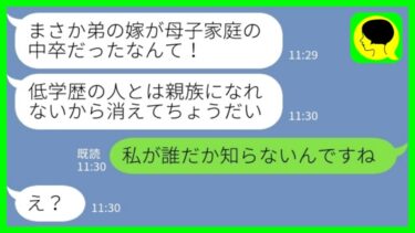 【LINE】私が母子家庭出身の中卒と知ると義姉「低学歴の人とは親族になれませ～んw」私「私が誰だか知らないの？w」→義姉に事実を教えてあげた結果www【ミドリのネタ帳】