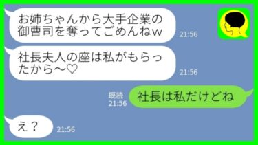 【LINE】大手企業の御曹司の婚約者を略奪した妹「社長夫人の座はもらったから～♡」私「社長は私だけどw」→略奪カップルのその後…【ミドリのネタ帳】