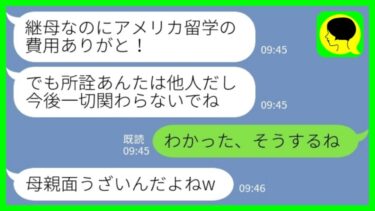 【LINE】私を嫌う再婚した夫の娘「アメリカ留学の費用ありがと！他人は今後一切関わらないでねw」私「わかった、そうするね」→疲れた嫁が決断したその後…【ミドリのネタ帳】