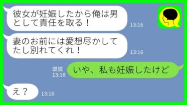 【LINE】ママ友と浮気した夫「彼女が妊娠したから責任取る！別れてくれ！」私「いや、私も妊娠したけど」→顔面蒼白の夫のその後…【ミドリのネタ帳】