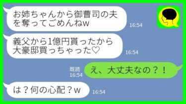 【LINE】御曹司の夫を奪って1年前に蒸発した妹が幸せ自慢「1億円の豪邸買っちゃった♡」私「え、大丈夫なの？！」→とんでもない勘違いをした妹の末路が…www【ミドリのネタ帳】